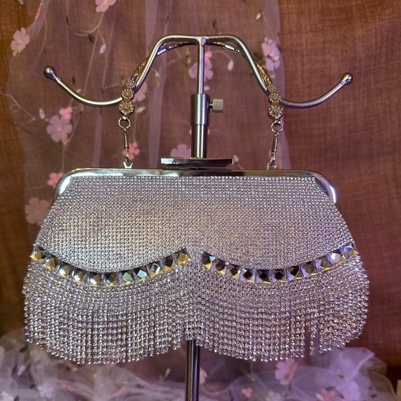 Evening Purse Rhinestones Galore and Dangling - Picture 1 of 16